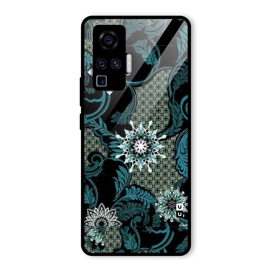 Bottle Green Floral Glass Back Case for Vivo X50 Pro