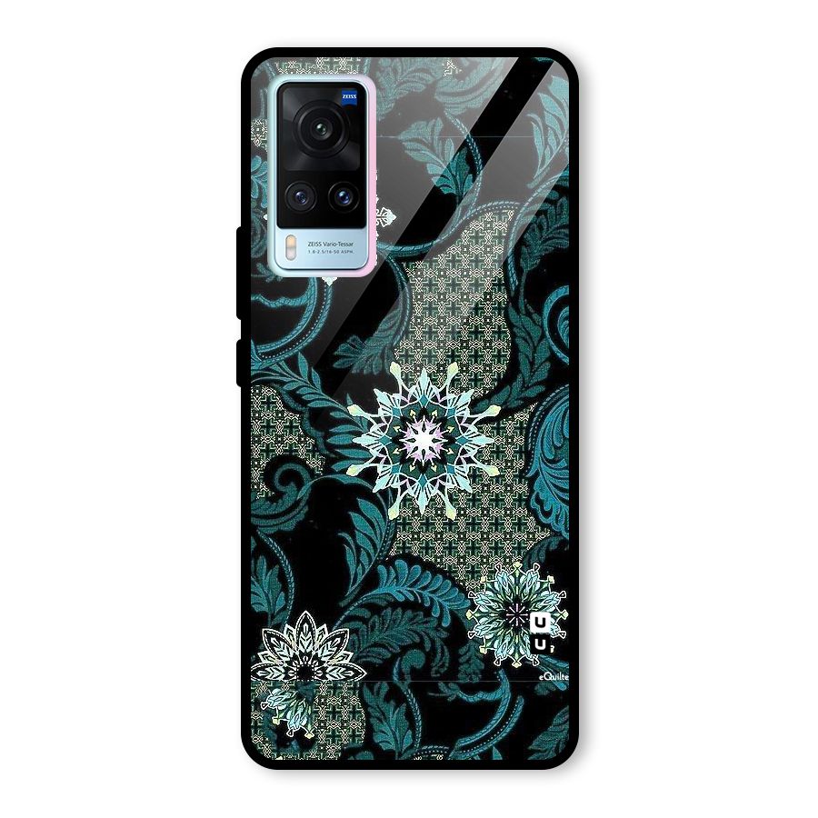 Bottle Green Floral Glass Back Case for Vivo X60