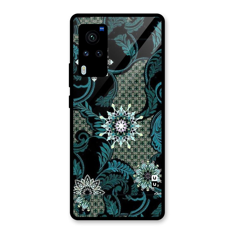 Bottle Green Floral Glass Back Case for Vivo X60 Pro