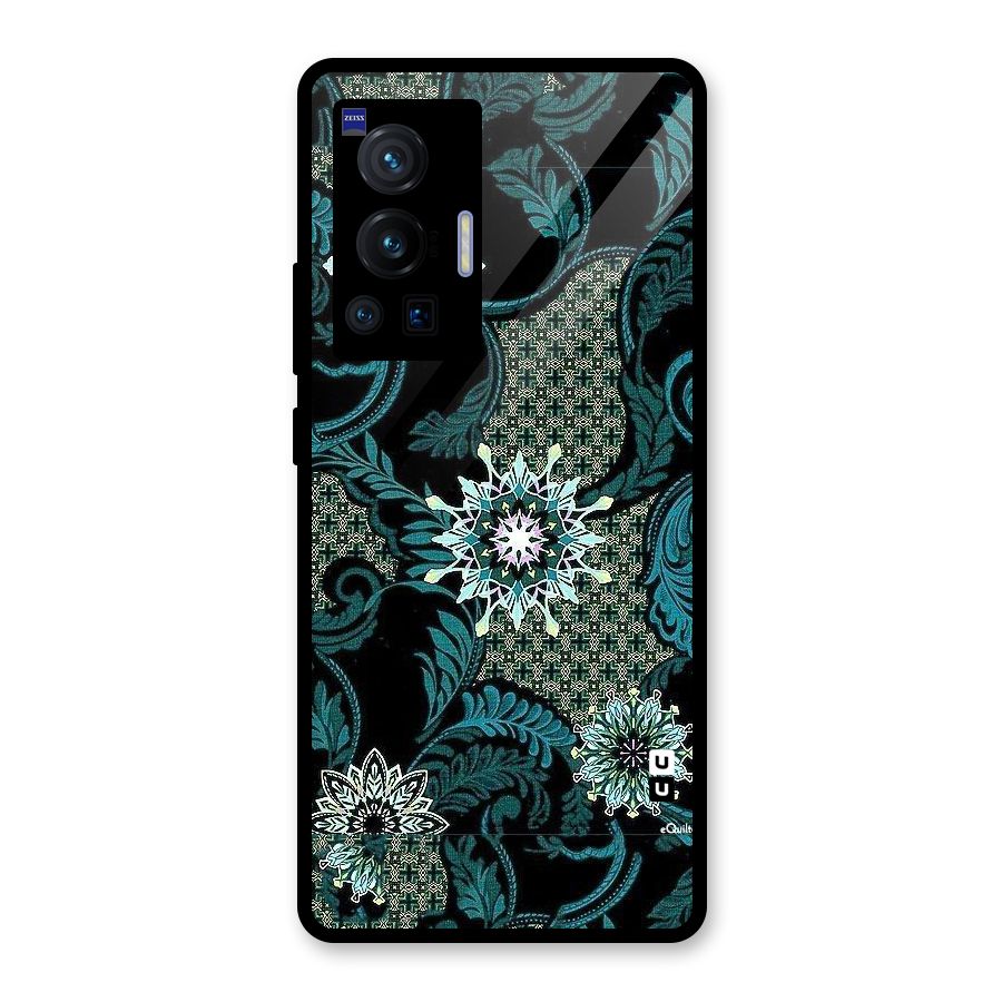 Bottle Green Floral Glass Back Case for Vivo X70 Pro