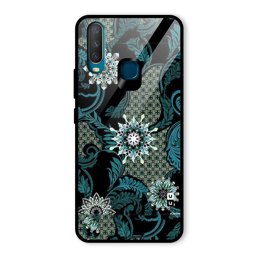 Bottle Green Floral Glass Back Case for Vivo Y15
