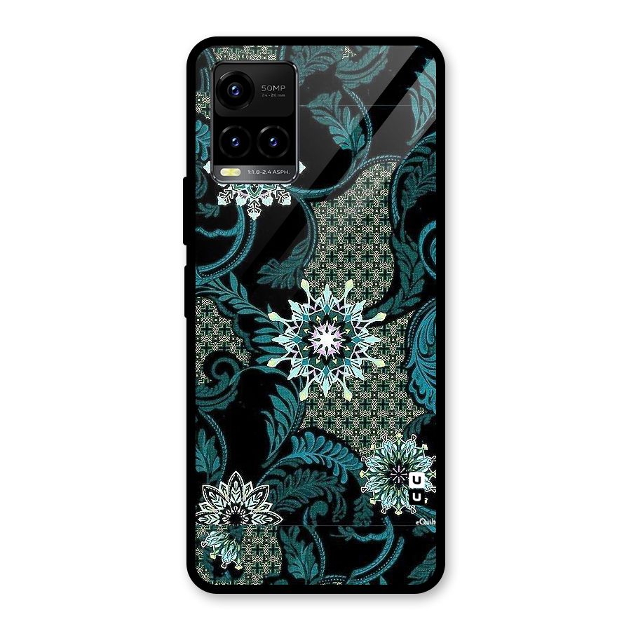 Bottle Green Floral Glass Back Case for Vivo Y21T