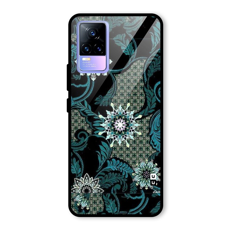 Bottle Green Floral Glass Back Case for Vivo Y73