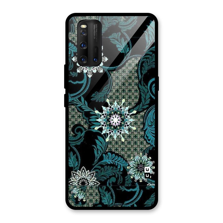 Bottle Green Floral Glass Back Case for Vivo iQOO 3