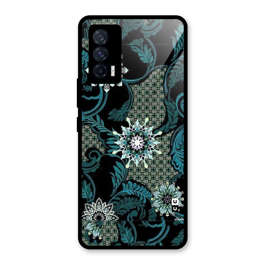 Bottle Green Floral Glass Back Case for Vivo iQOO 7 5G