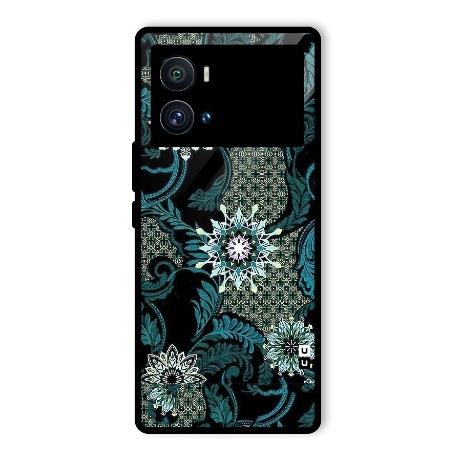 Bottle Green Floral Glass Back Case for Vivo iQOO 9 Pro