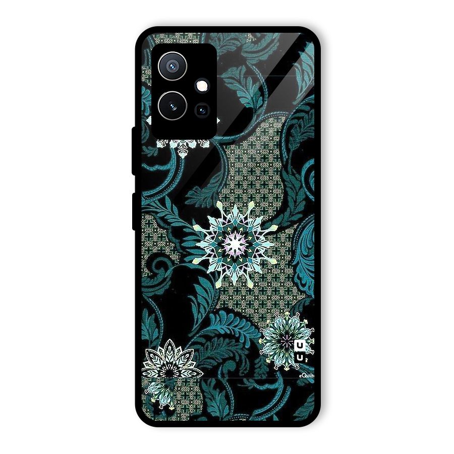 Bottle Green Floral Glass Back Case for Vivo iQOO Z6