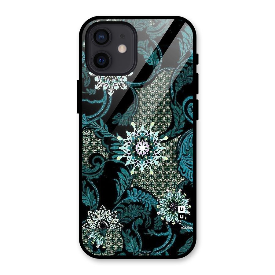 Bottle Green Floral Glass Back Case for iPhone 12
