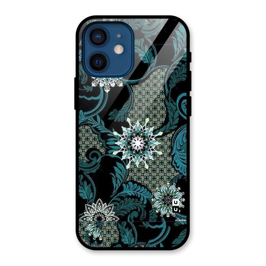 Bottle Green Floral Glass Back Case for iPhone 12 Mini