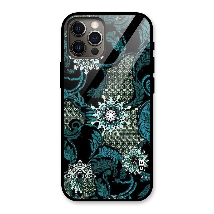 Bottle Green Floral Glass Back Case for iPhone 12 Pro