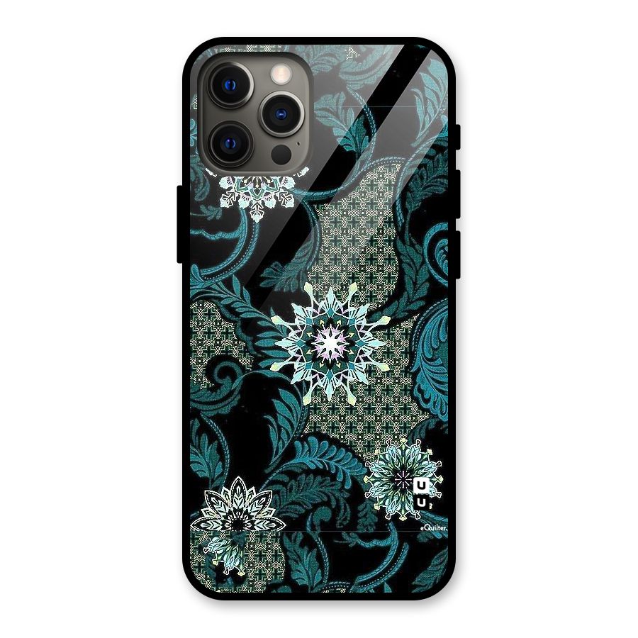 Bottle Green Floral Glass Back Case for iPhone 12 Pro Max