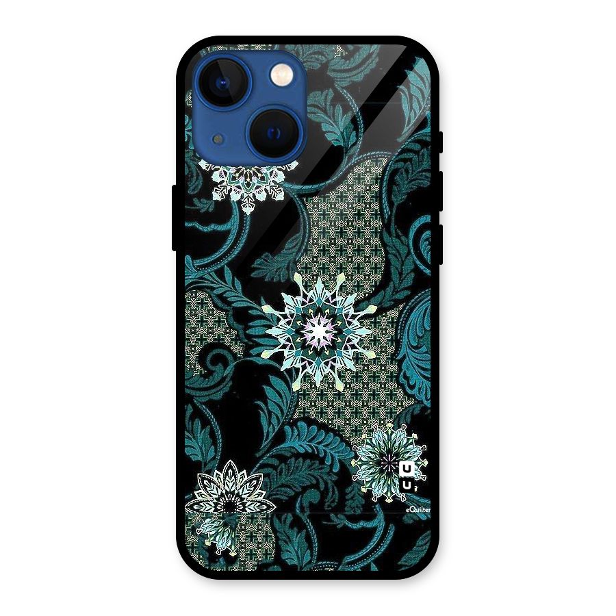 Bottle Green Floral Glass Back Case for iPhone 13 Mini