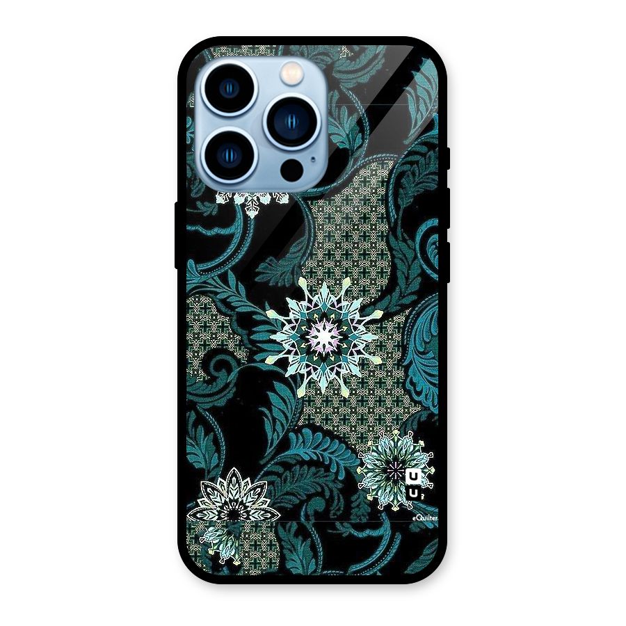 Bottle Green Floral Glass Back Case for iPhone 13 Pro