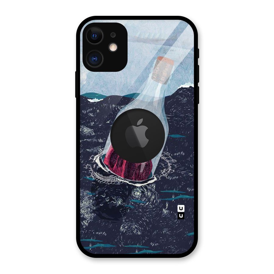 Bottle Heart Glass Back Case for iPhone 11 Logo Cut