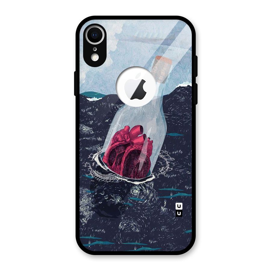 Bottle Heart Glass Back Case for iPhone XR Logo Cut