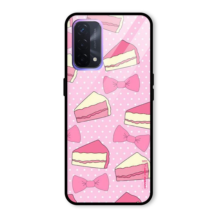 Bow Cake Glass Back Case for Oppo A74 5G