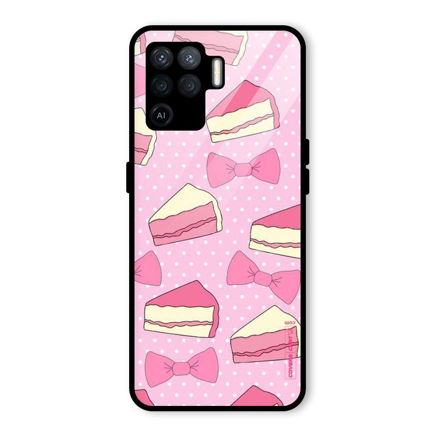 Bow Cake Glass Back Case for Oppo F19 Pro