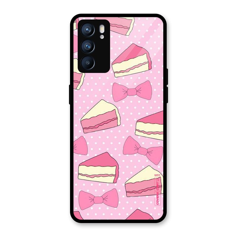 Bow Cake Glass Back Case for Oppo Reno6 5G