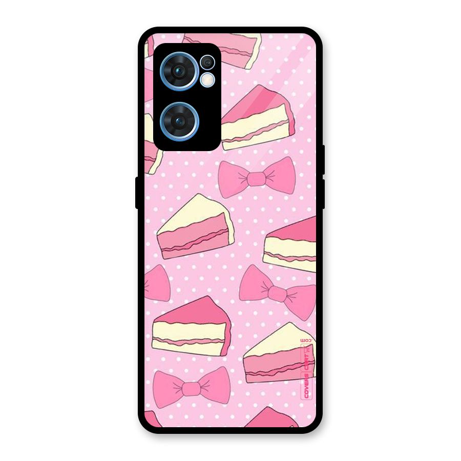 Bow Cake Glass Back Case for Oppo Reno7 5G