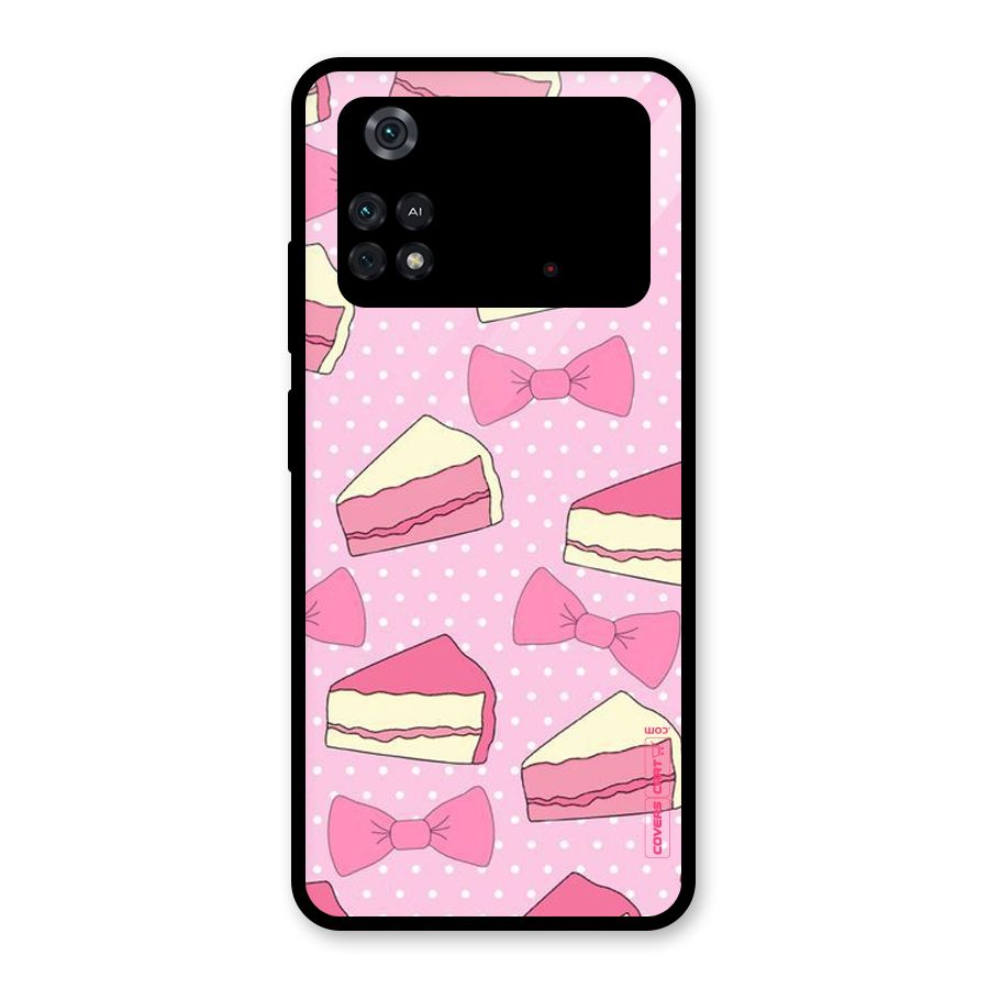 Bow Cake Glass Back Case for Poco M4 Pro 4G