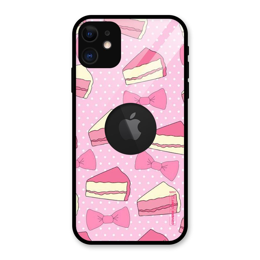 Bow Cake Glass Back Case for iPhone 11 Logo Cut