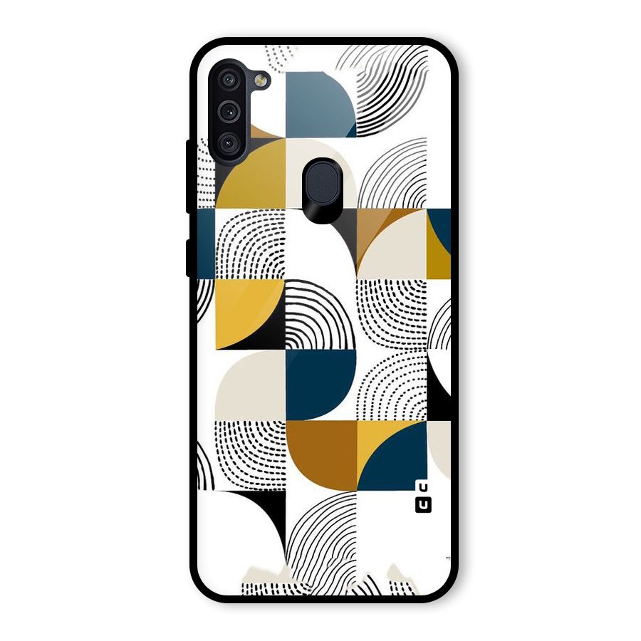 Boxes Pattern Glass Back Case for Galaxy M11