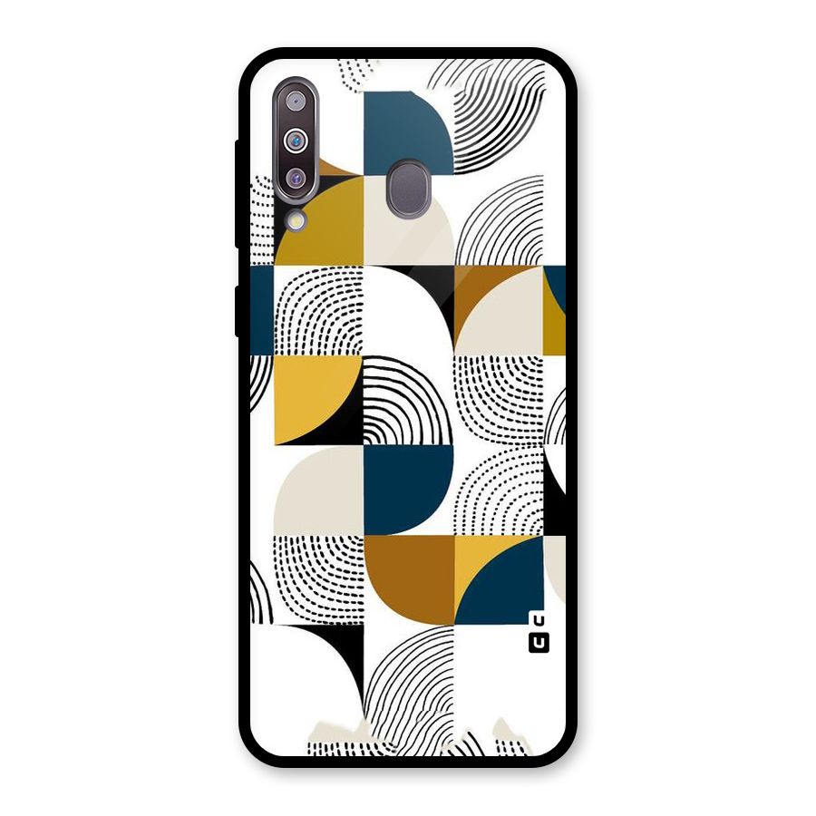 Boxes Pattern Glass Back Case for Galaxy M30