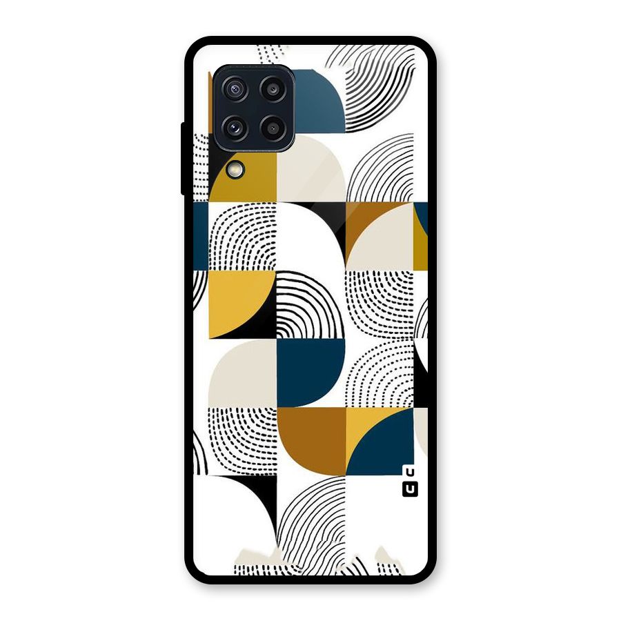 Boxes Pattern Glass Back Case for Galaxy M32