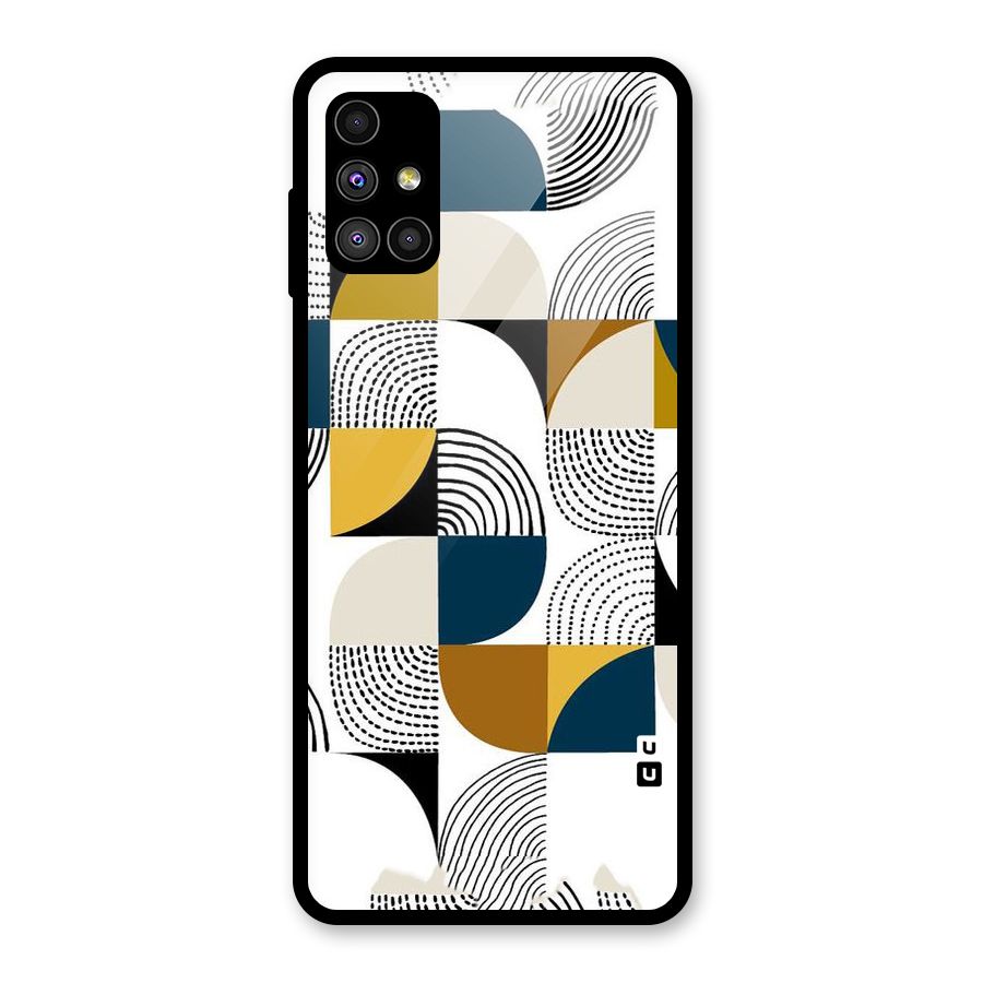 Boxes Pattern Glass Back Case for Galaxy M51