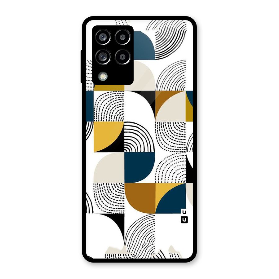 Boxes Pattern Glass Back Case for Galaxy M53 5G