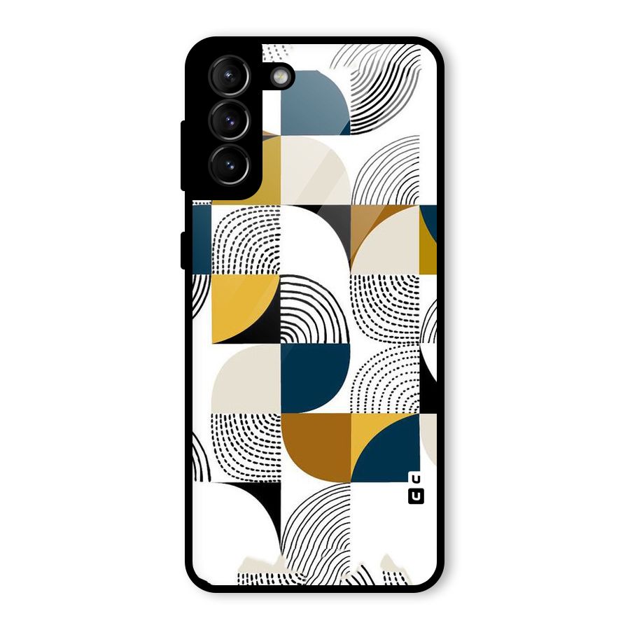 Boxes Pattern Glass Back Case for Galaxy S21 Plus