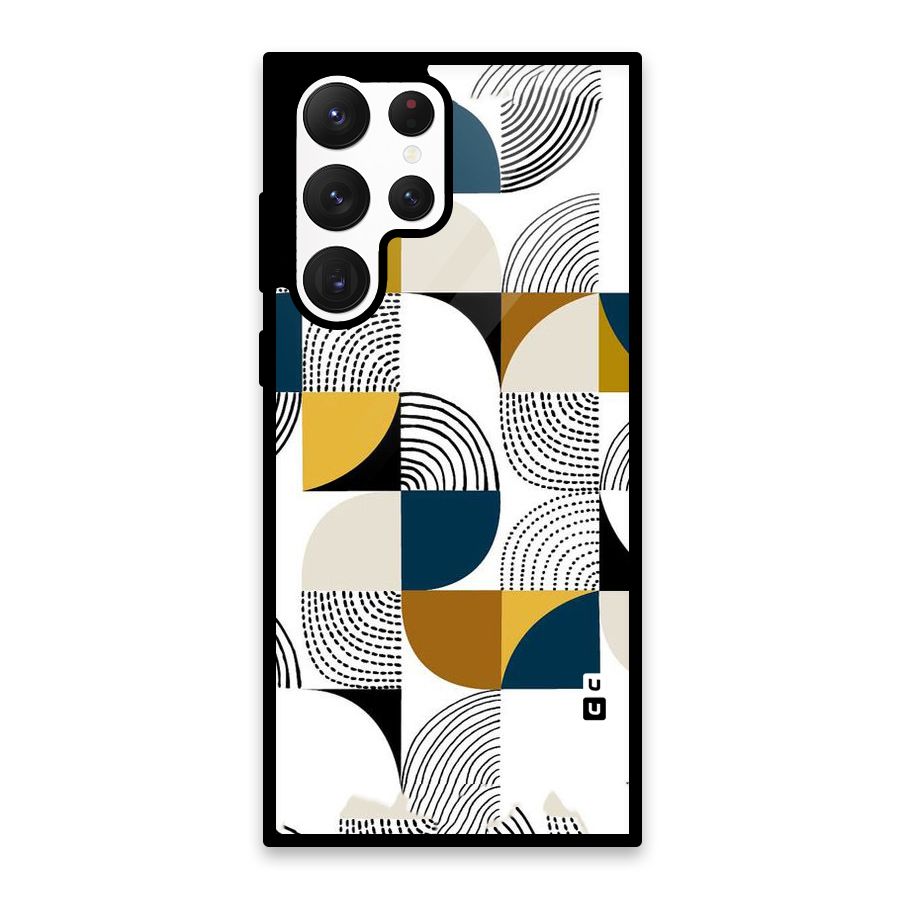 Boxes Pattern Glass Back Case for Galaxy S22 Ultra 5G