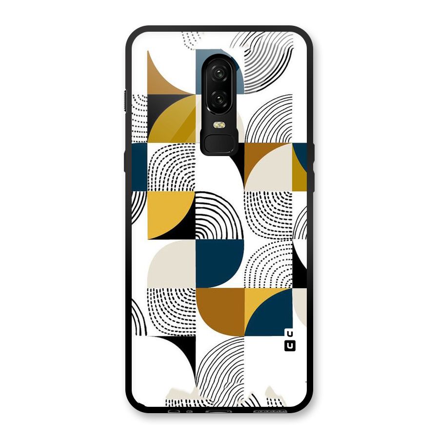 Boxes Pattern Glass Back Case for OnePlus 6