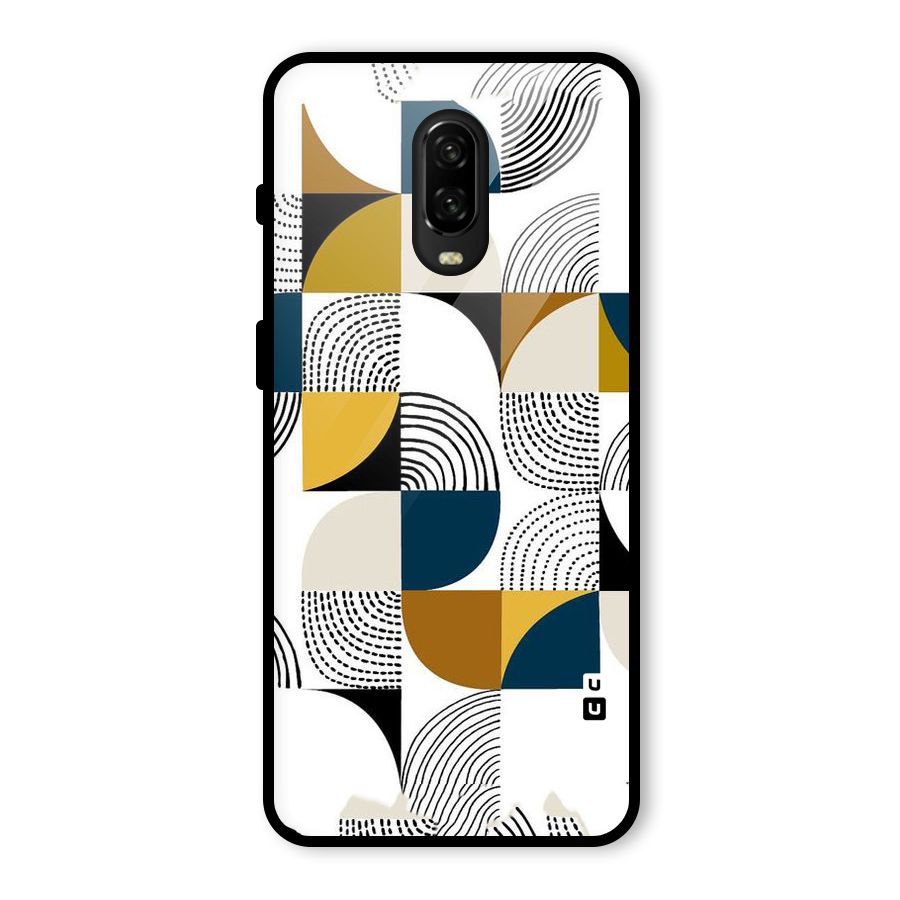 Boxes Pattern Glass Back Case for OnePlus 6T