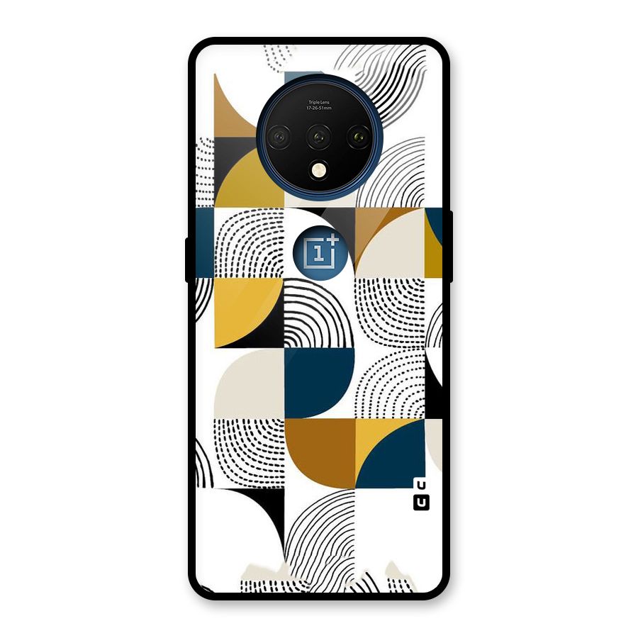 Boxes Pattern Glass Back Case for OnePlus 7T