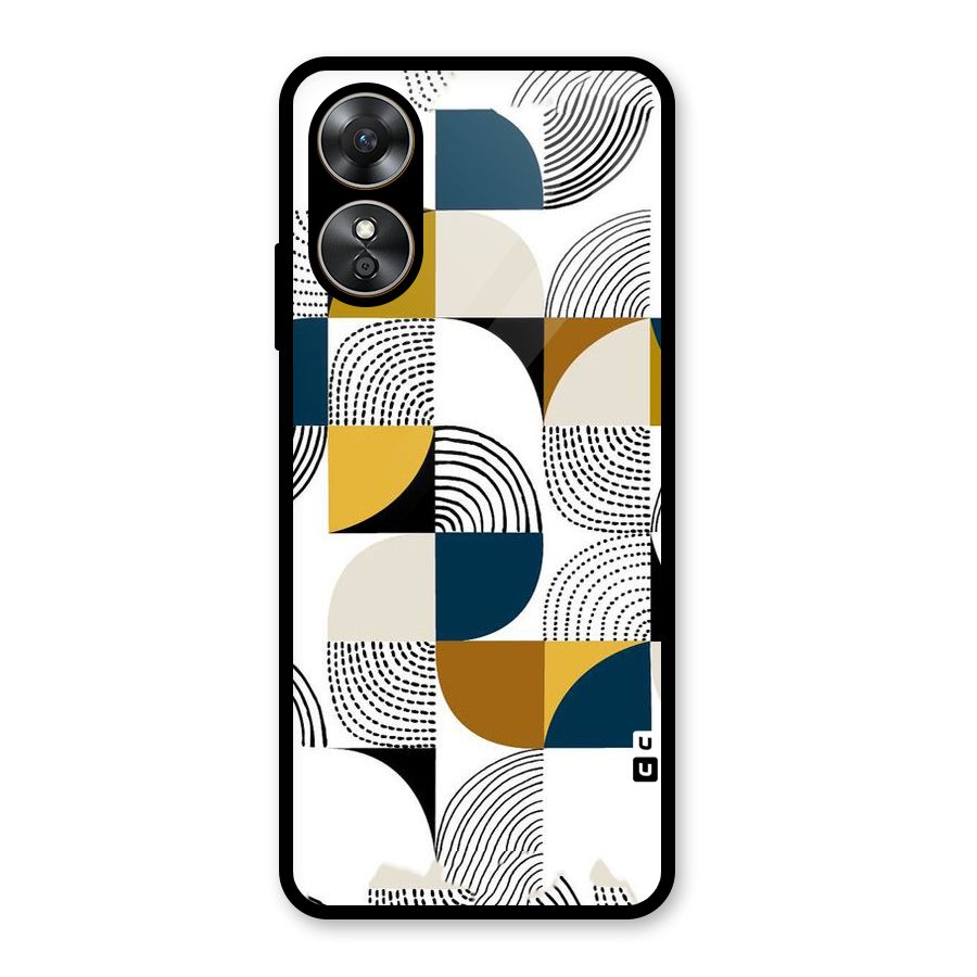 Boxes Pattern Glass Back Case for Oppo A17