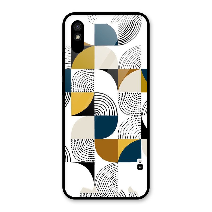 Boxes Pattern Glass Back Case for Redmi 9A