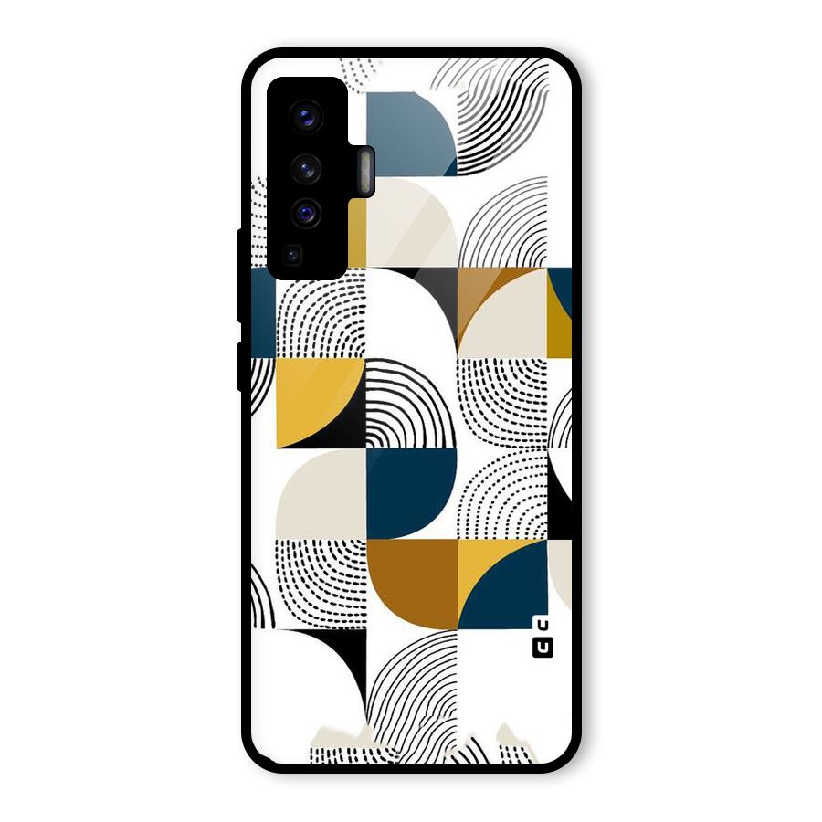 Boxes Pattern Glass Back Case for Vivo X50