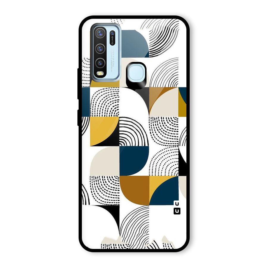 Boxes Pattern Glass Back Case for Vivo Y30