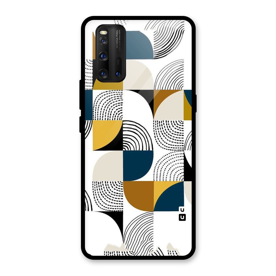 Boxes Pattern Glass Back Case for Vivo iQOO 3