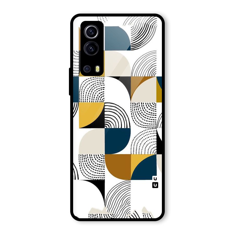 Boxes Pattern Glass Back Case for Vivo iQOO Z3