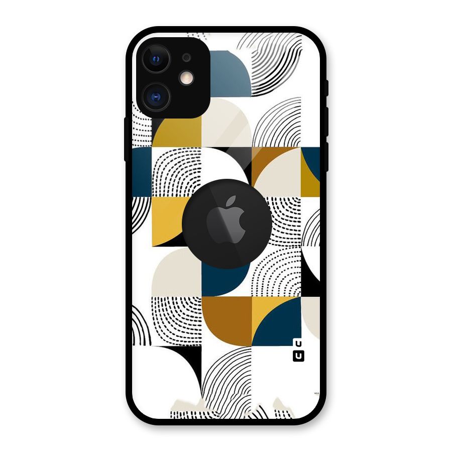 Boxes Pattern Glass Back Case for iPhone 11 Logo Cut