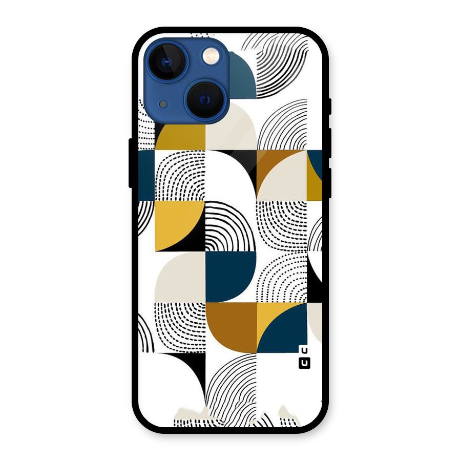 Boxes Pattern Glass Back Case for iPhone 13 Mini