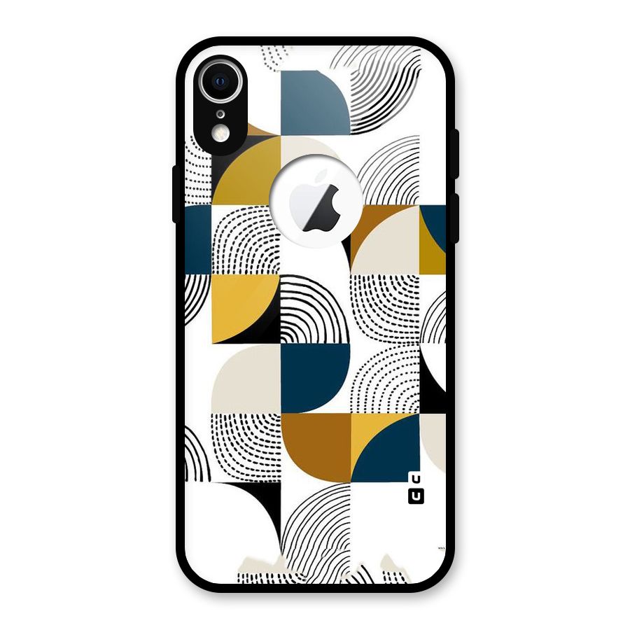 Boxes Pattern Glass Back Case for iPhone XR Logo Cut