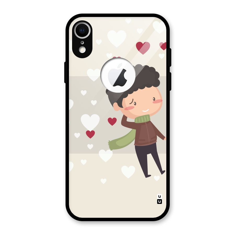 Boy in love Glass Back Case for iPhone XR Logo Cut