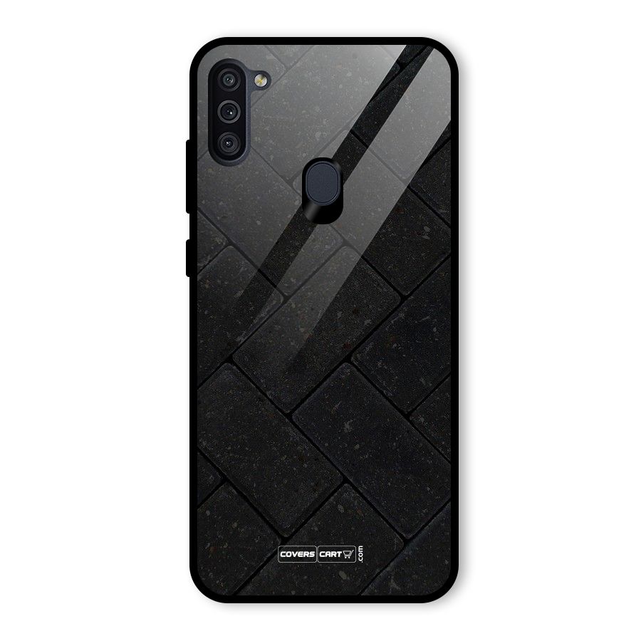 Bricks Pattern Glass Back Case for Galaxy M11