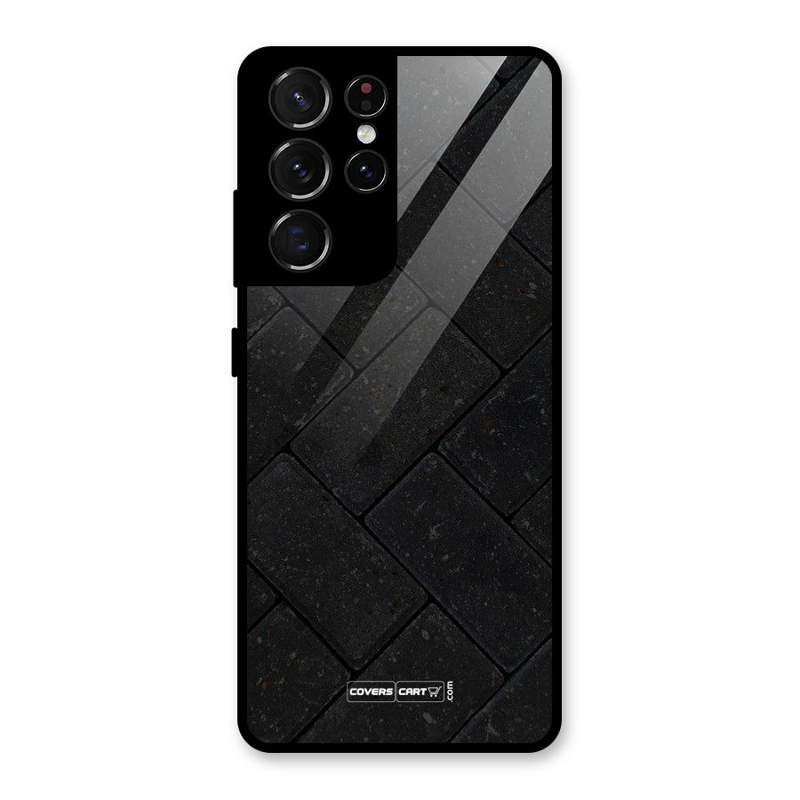 Bricks Pattern Glass Back Case for Galaxy S21 Ultra 5G