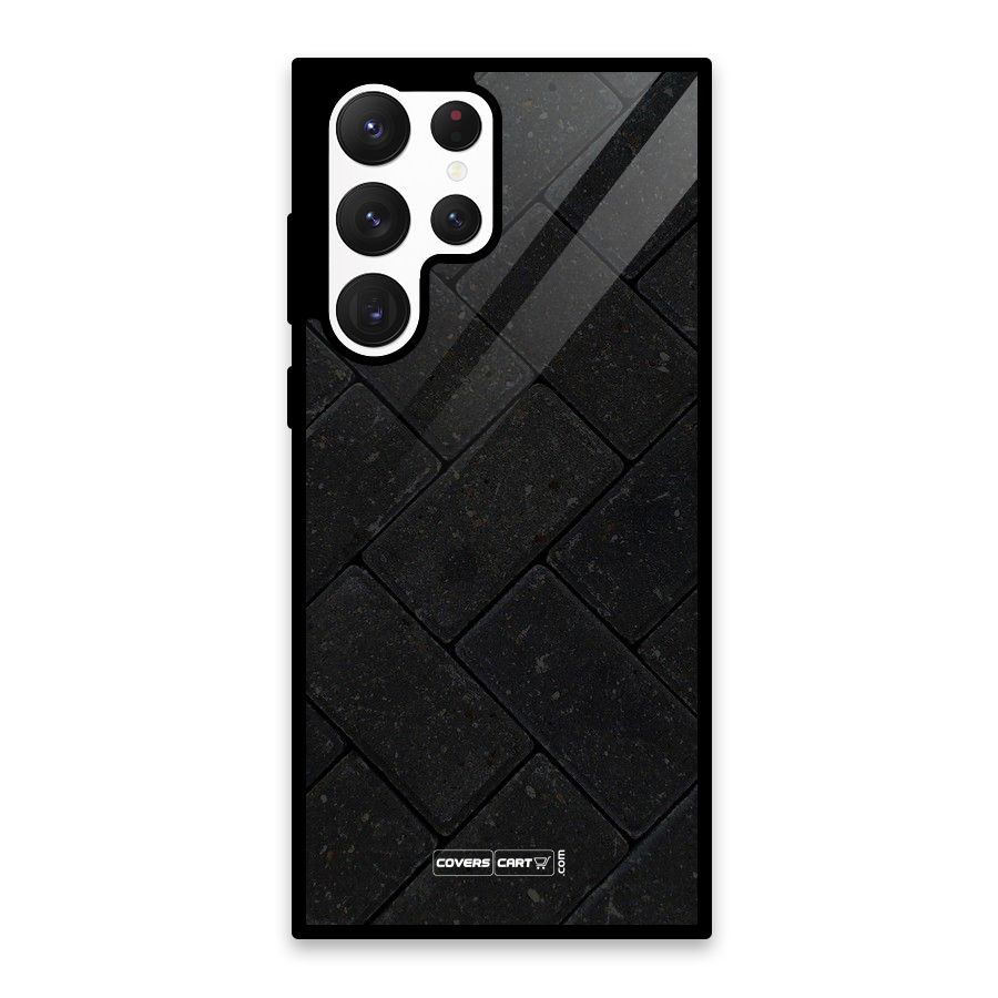 Bricks Pattern Glass Back Case for Galaxy S22 Ultra 5G