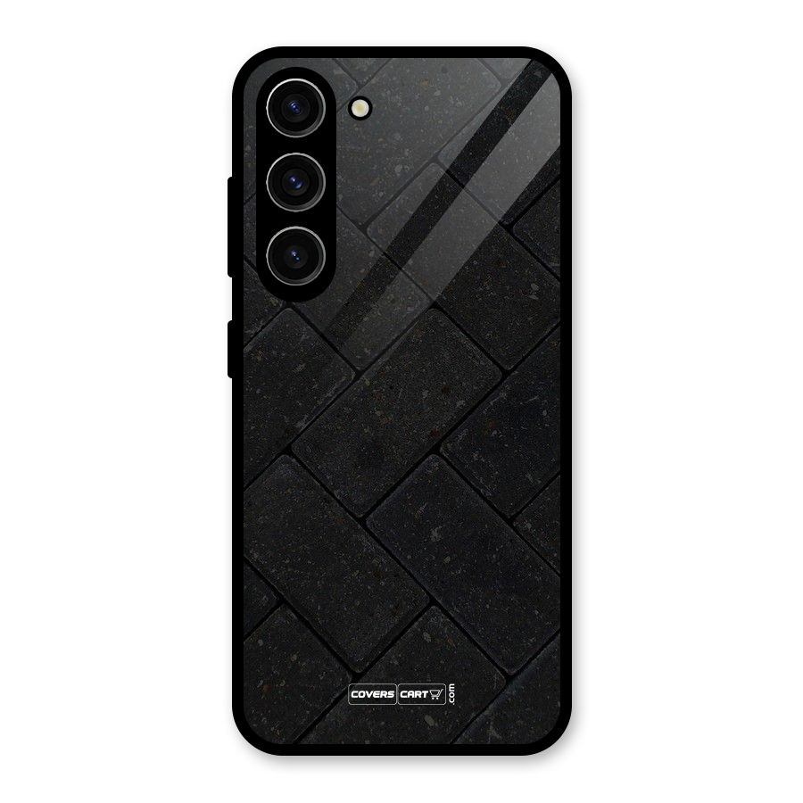 Bricks Pattern Glass Back Case for Galaxy S23