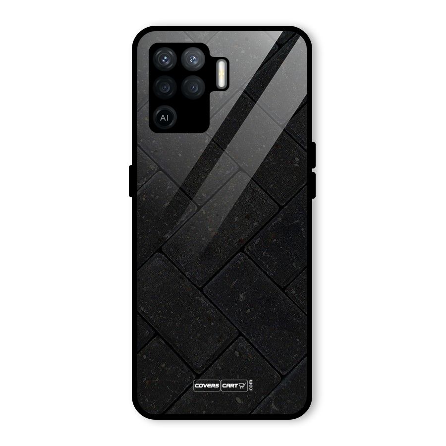 Bricks Pattern Glass Back Case for Oppo F19 Pro